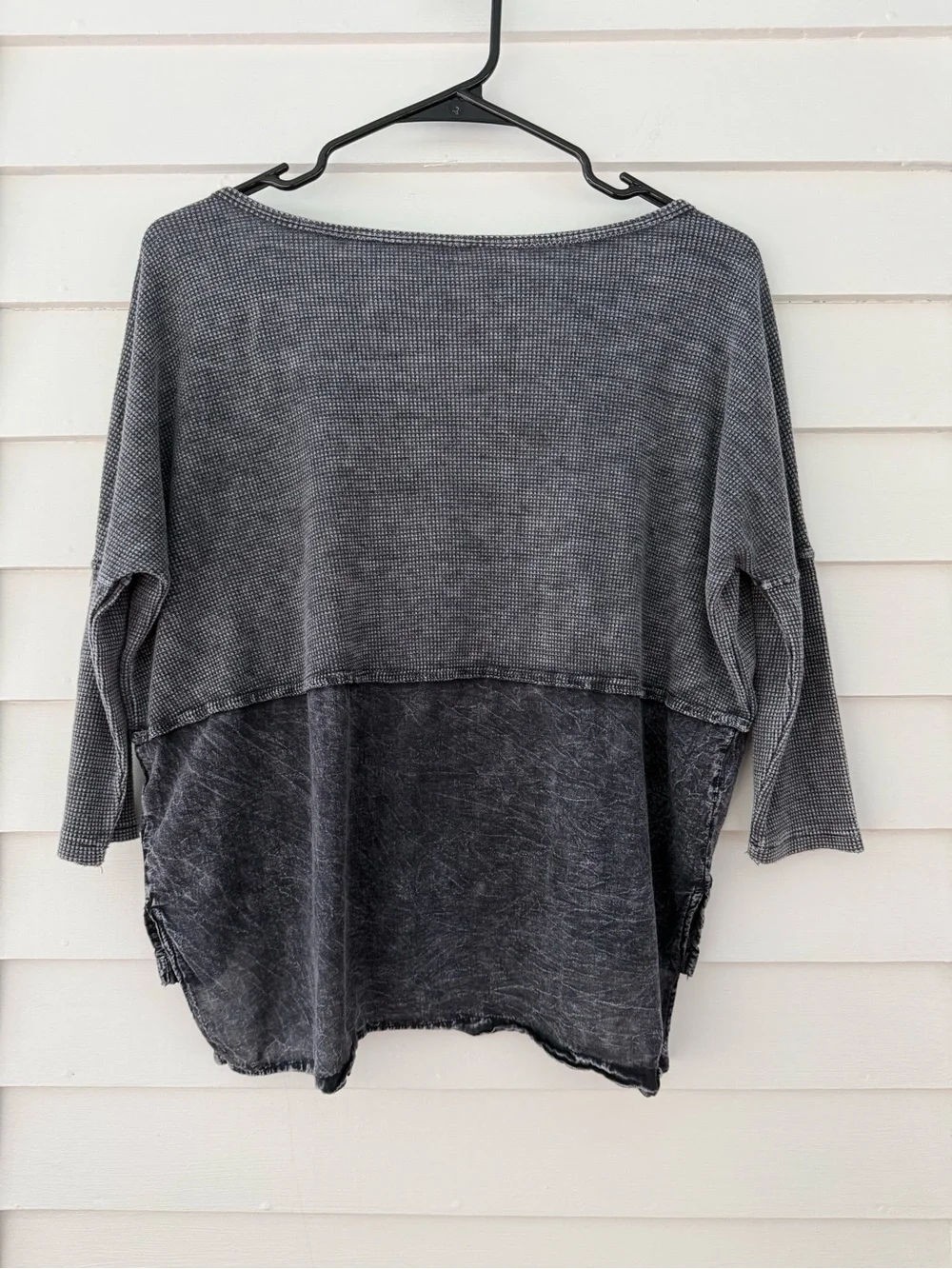 Free People | We The Free Waffle Knit Top Gray Acid Wash XS
